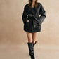 Retro Piping Belted Cinched Jacket