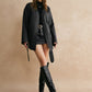 Retro Piping Belted Cinched Jacket