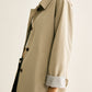 Pinstripe-Cuff Long Trench Coat