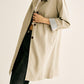 Pinstripe-Cuff Long Trench Coat