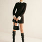 Adjustable-Collar Slim Blazer Dress
