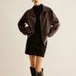 Zipper Shift PU Leather Jacket