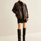 Zipper Shift PU Leather Jacket