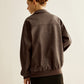 Zipper Shift PU Leather Jacket