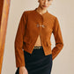 Metal-Detail Suede Jacket