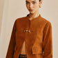 Metal-Detail Suede Jacket