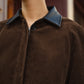 Contrast Collar Corduroy Zipper Jacket