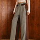 Color Block Plaid Straight Pants