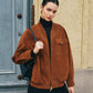 Flap-Pockets Zipper Suede Jacket