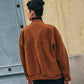 Flap-Pockets Zipper Suede Jacket