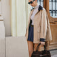 Contrast Collar Drawstring Faux Leather Jacket