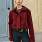 Zipper-Pockets Lapel Suede Jacket