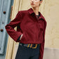 Zipper-Pockets Lapel Suede Jacket