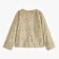 Minky V-Neck Breasted Faux Fur Coat