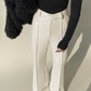Plain High-Waist Piping Pants