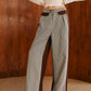 Color Block Plaid Straight Pants
