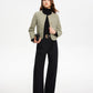Round Neck Pockets Tweed Jacket