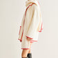 Embroidered Trim Tweed Coat With Scarf