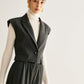 V-Neck Pinstripe Button Vest