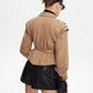 Retro Lapel Belted Short Jacket