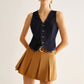 Denim Vest With Back Belt