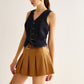 Denim Vest With Back Belt