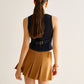 Denim Vest With Back Belt