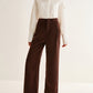Corduroy Wide-Leg Pants Without Belt