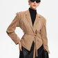 Retro Lapel Belted Short Jacket