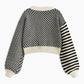 Geometric-Pattern Crop Knit Outerwear