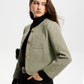 Round Neck Pockets Tweed Jacket
