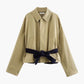 Contrast Belt Button Trench Coat
