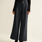Double-Belt Pleated Straight Pants