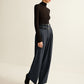 Double-Belt Pleated Straight Pants