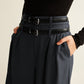 Double-Belt Pleated Straight Pants