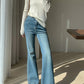 Washed Slim Draped Denim Pants