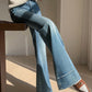 Washed Slim Draped Denim Pants