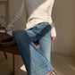 Washed Slim Draped Denim Pants