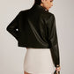 Metal-Button PU Leather Short Jacket