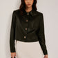 Metal-Button PU Leather Short Jacket