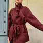 Retro Asymmetrical Belted Trench Coat