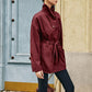 Retro Asymmetrical Belted Trench Coat