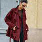 Retro Asymmetrical Belted Trench Coat