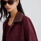 Suede Contrast Collar Pockets Jacket