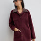Suede Contrast Collar Pockets Jacket