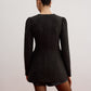 Elegant Button Down Tweed Blazer Without Belt