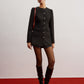 Elegant Button Down Tweed Blazer Without Belt