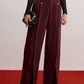 Button Decor Split Wide-Leg Pants