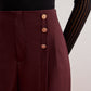 Button Decor Split Wide-Leg Pants