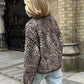Contrast Trim Leopard Printed Winter Coat